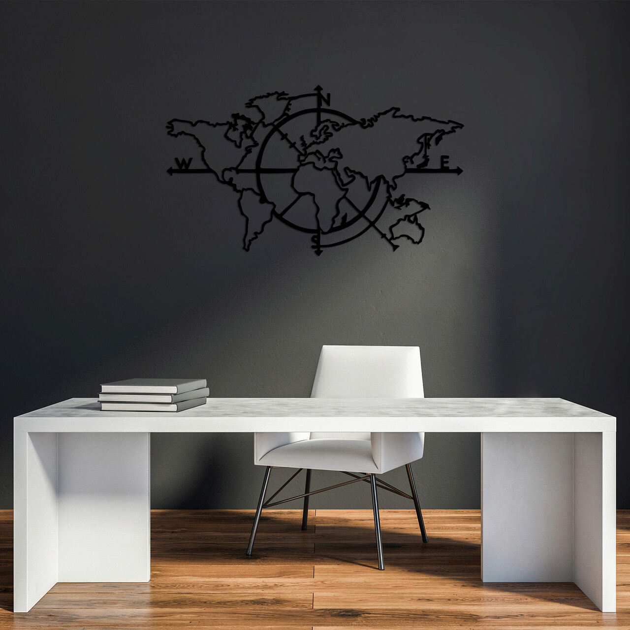 Decoratiune de perete, World Map 8, Dimensiune: 118 x 68 cm, Negru - imagine 6